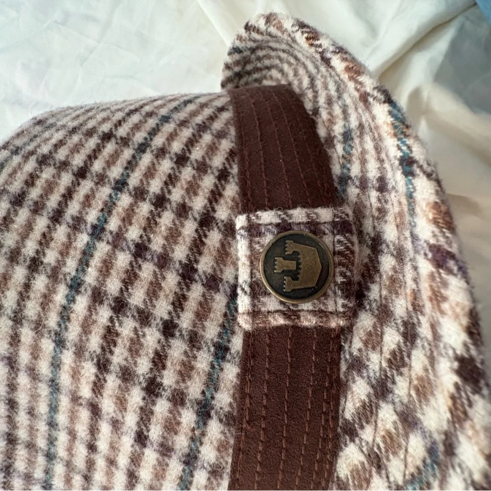 Goorin Bros Men Fedora Hat Brown Check Wool Polyester Excellent Condition